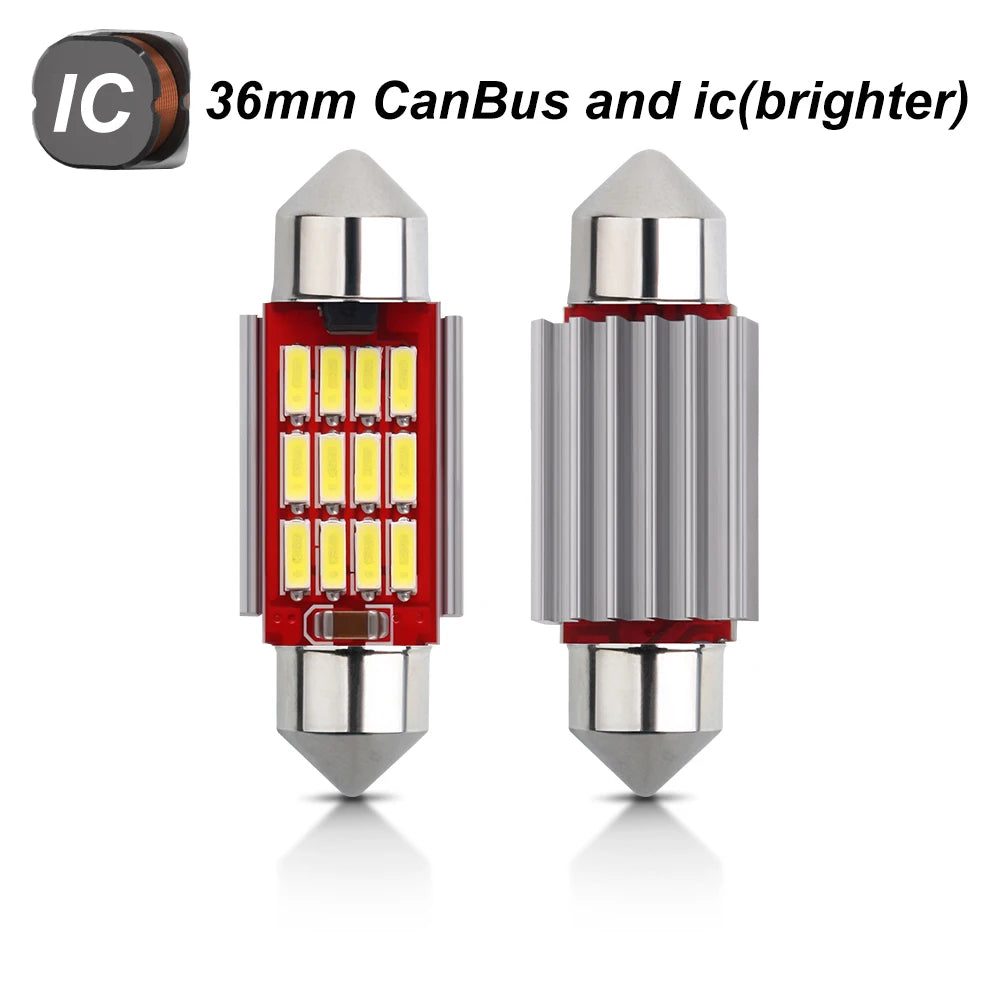 10pcs Canbus New IC 12V C5W C10W Led Bulb 31mm 36mm 39mm 41mm Car Festoon Light Interior Dome Reading Lights 6000K Pure White
