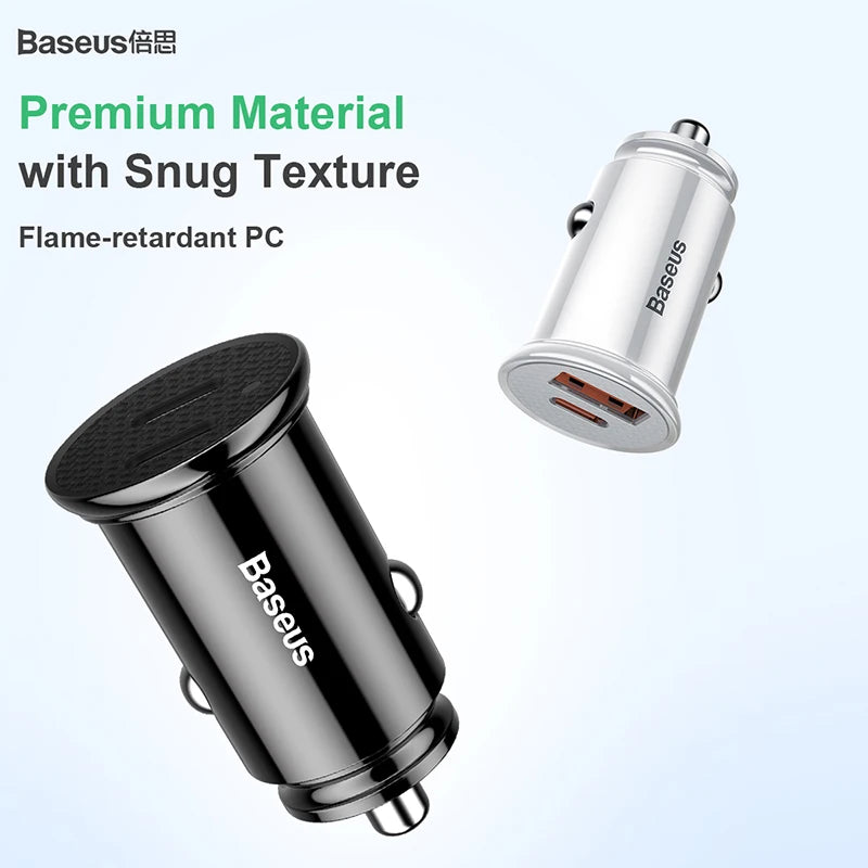 Baseus 30W Dual USB C Car Charger Type C FCP SCP USB PD 3.0 