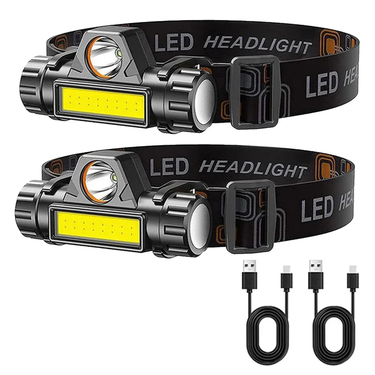 1-5PCS Rechargeable COB LED Headlamp Strong Magnetic Powerful Headlight Super Bright Waterproof Head Torch For Outdoor Fishing