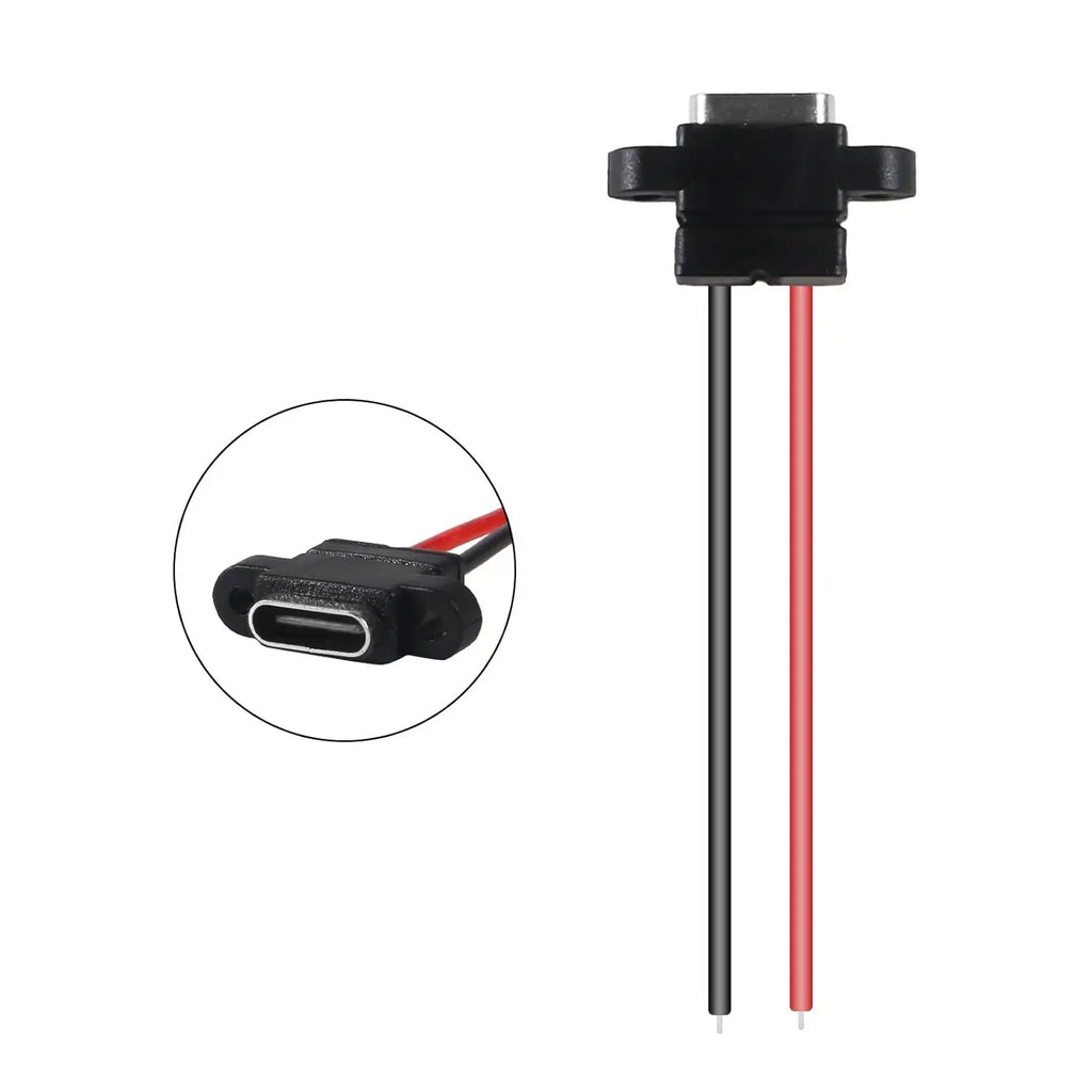 5/10pcs USB 3.1 Connector Type-C 2Pin Welding Wire Female Waterproof Female Socket Rubber Ring High Current Fast Charging Port