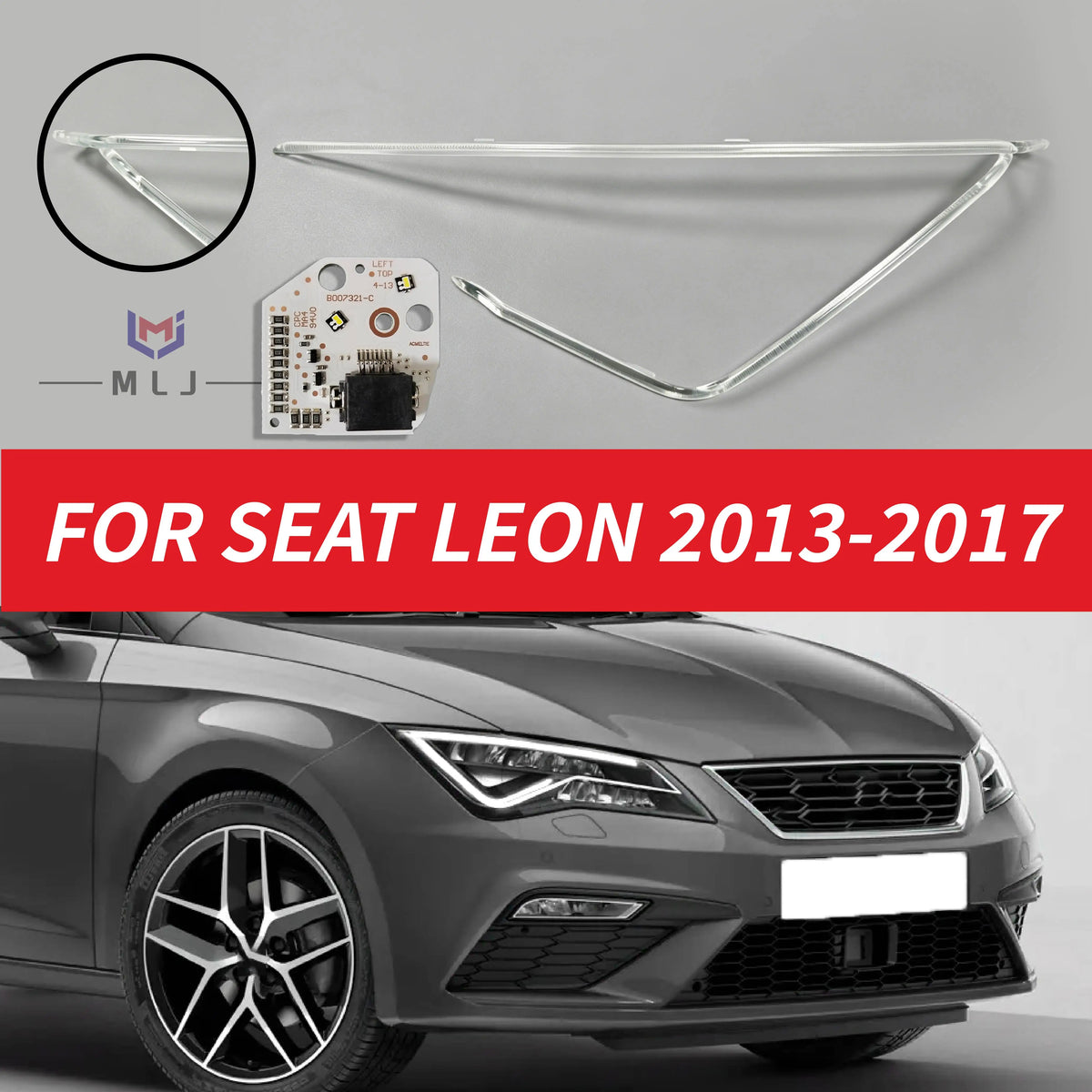 Angel Eye LED DRL Chip Light Guide Strip Angel Eye Light Tube Board For VW Seat Leon MK3 5F Cupra 2013-2017
