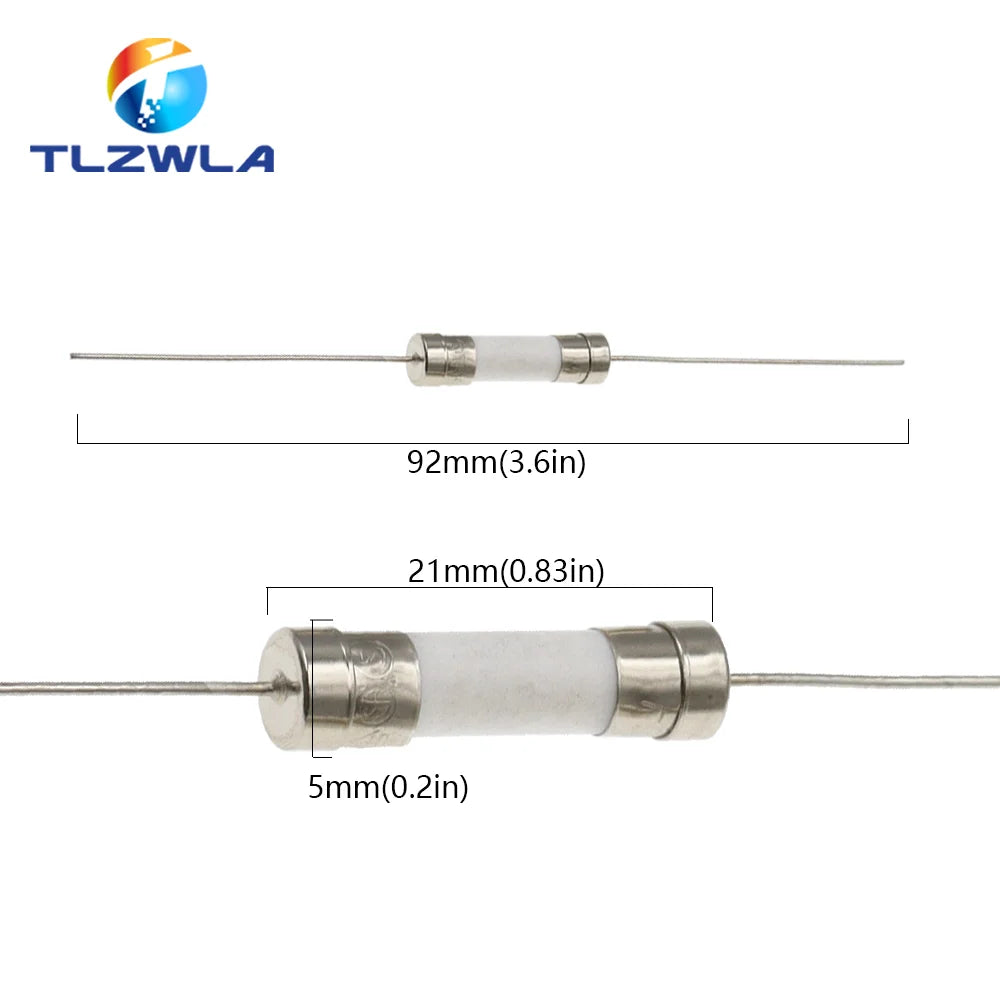 10PCS 5 20mm Fast Break Ceramic Fuse Slow Blow Tube Fuse Wit