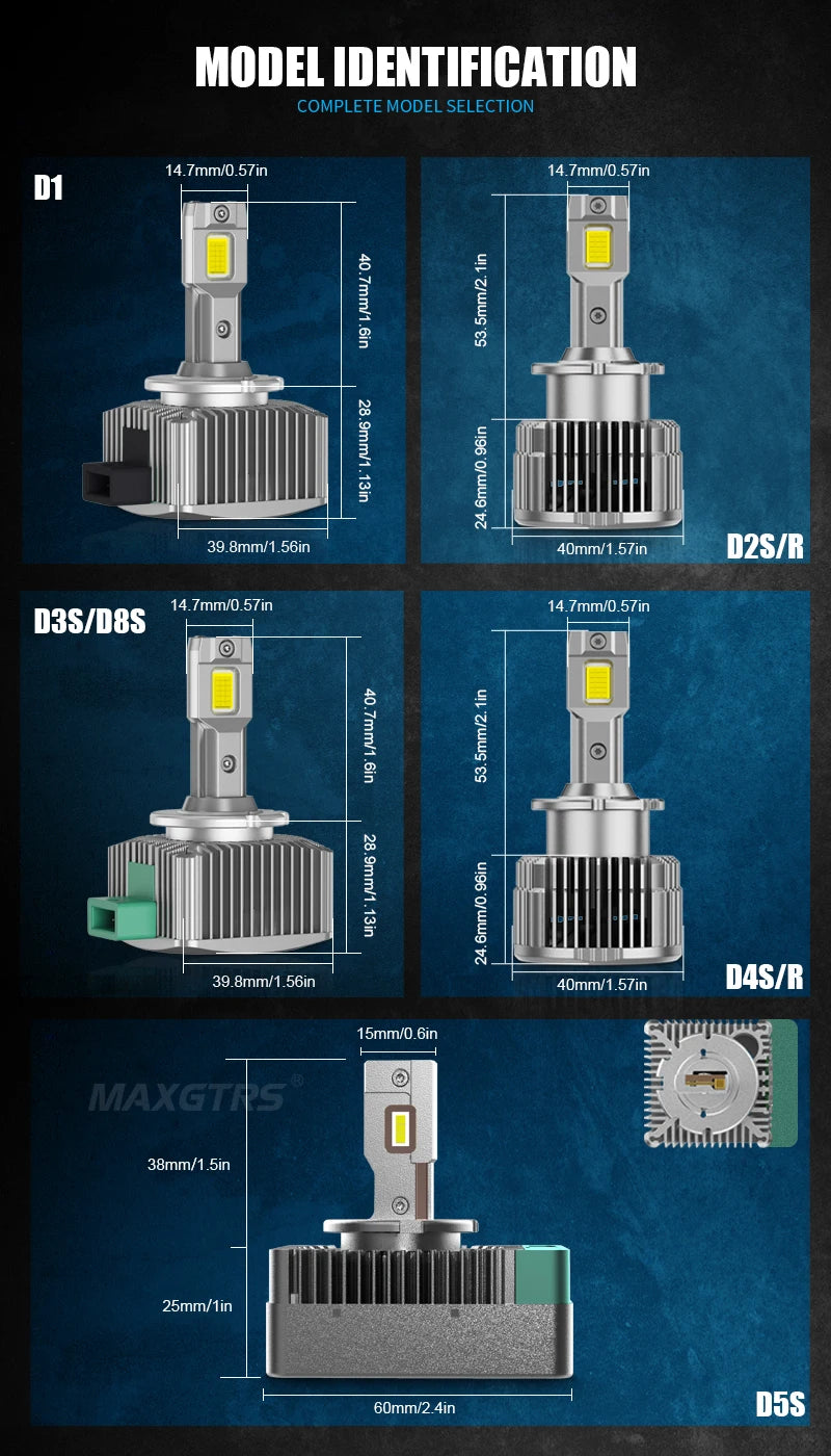 MAXGTRS D3S LED Headlights HID D1S D2S D4S D5S D8S D1R D2R D