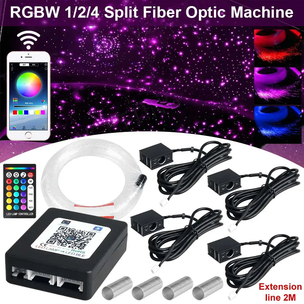RGBW 1/2/4 Split Machine Car Roof Star Light APP Control Fib