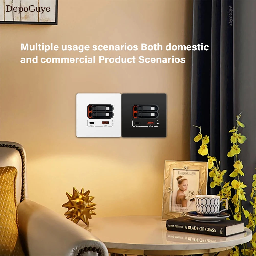 EU Universal 20W USB C Smart Socket Panel With Dual Type-c F