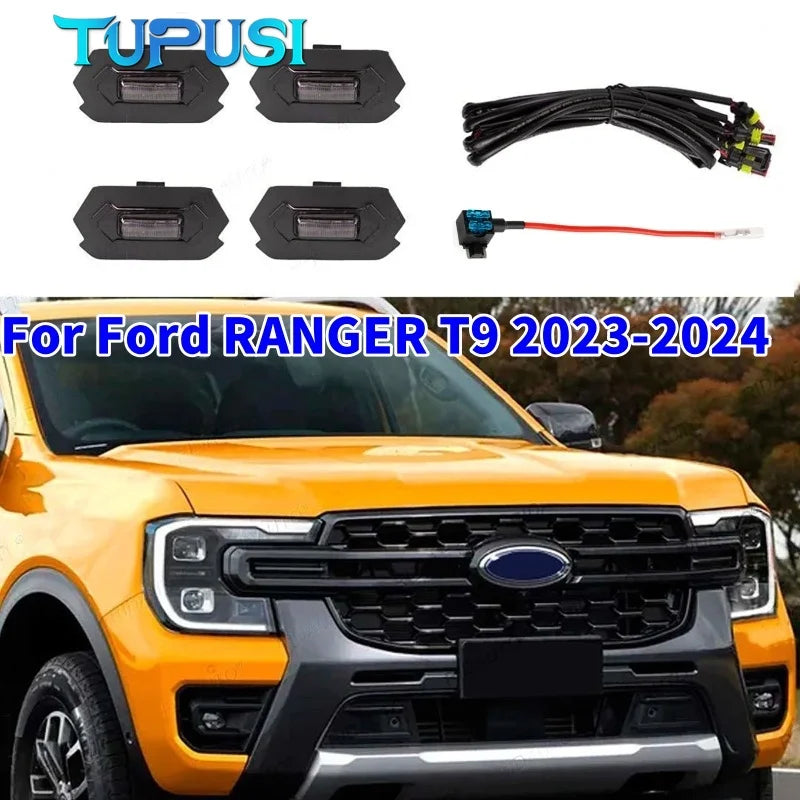 Amber White for Ford Ranger Wildtrack T9 2023 2024 2025 Car Front Grille LED Light Modified Vehicle for Ford