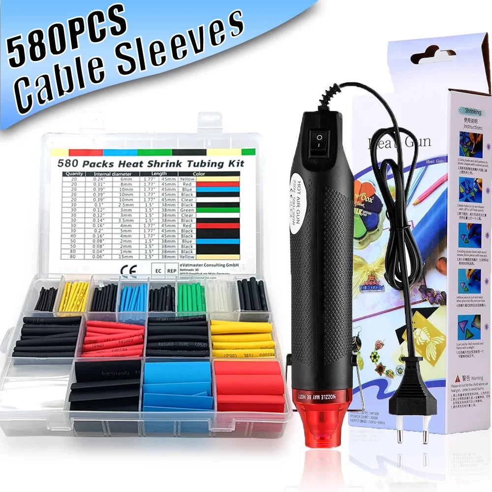 1160/580/164PCS Heat Shrink Tubing Kit Wire Shrinking Wrap C