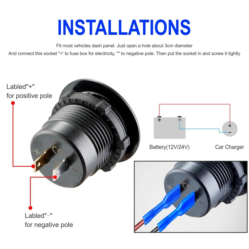 Quick Charge 3.0 usb port socket for car Dual USB Fast Car C