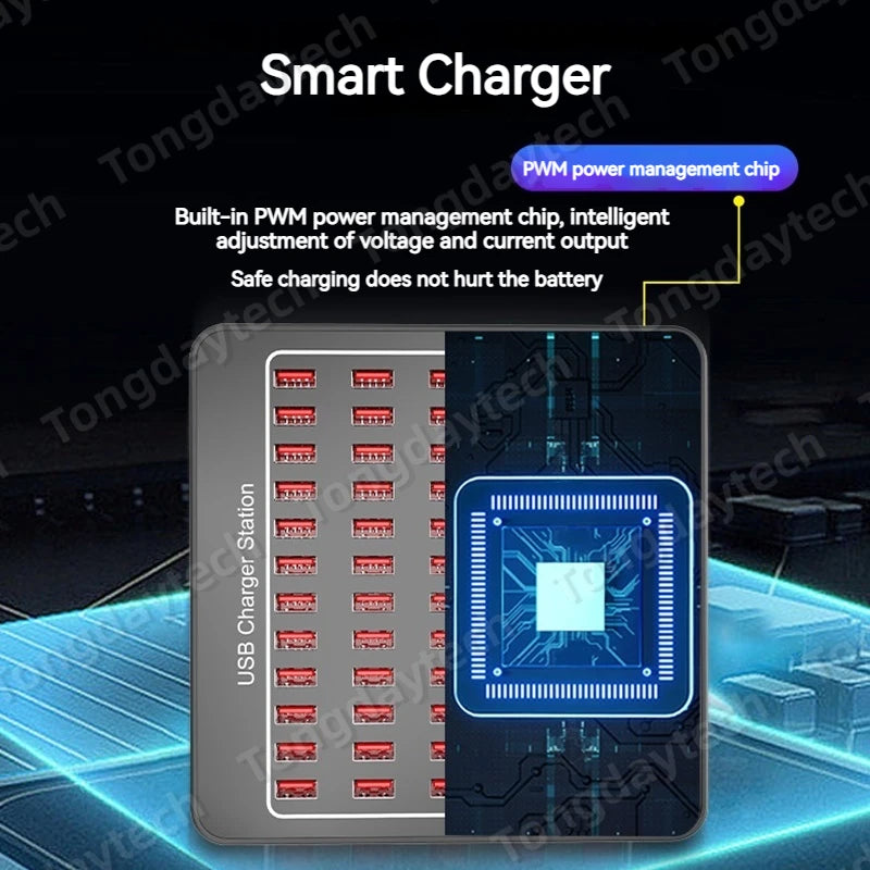 300W Universal Multi USB Charger Station 60 Ports Fast Charg