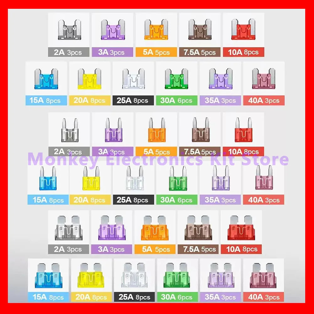 1 Set 180Pcs Car Fuses Assorted Kit 60 Mini Blade Car Fuse +