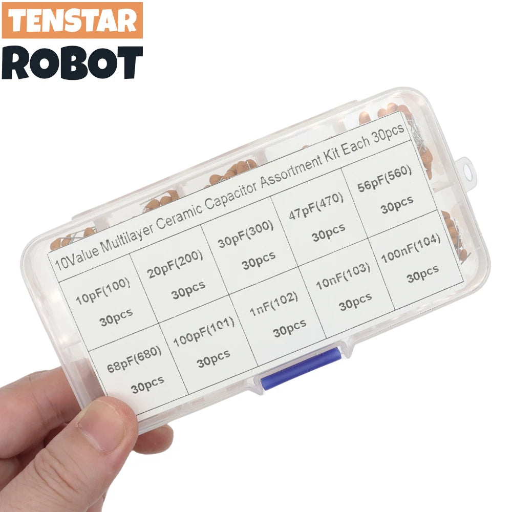 300pcs 10value 50v 10pf 20pf 30pf 47pf 56pf 68pf 100pf 1nf 1