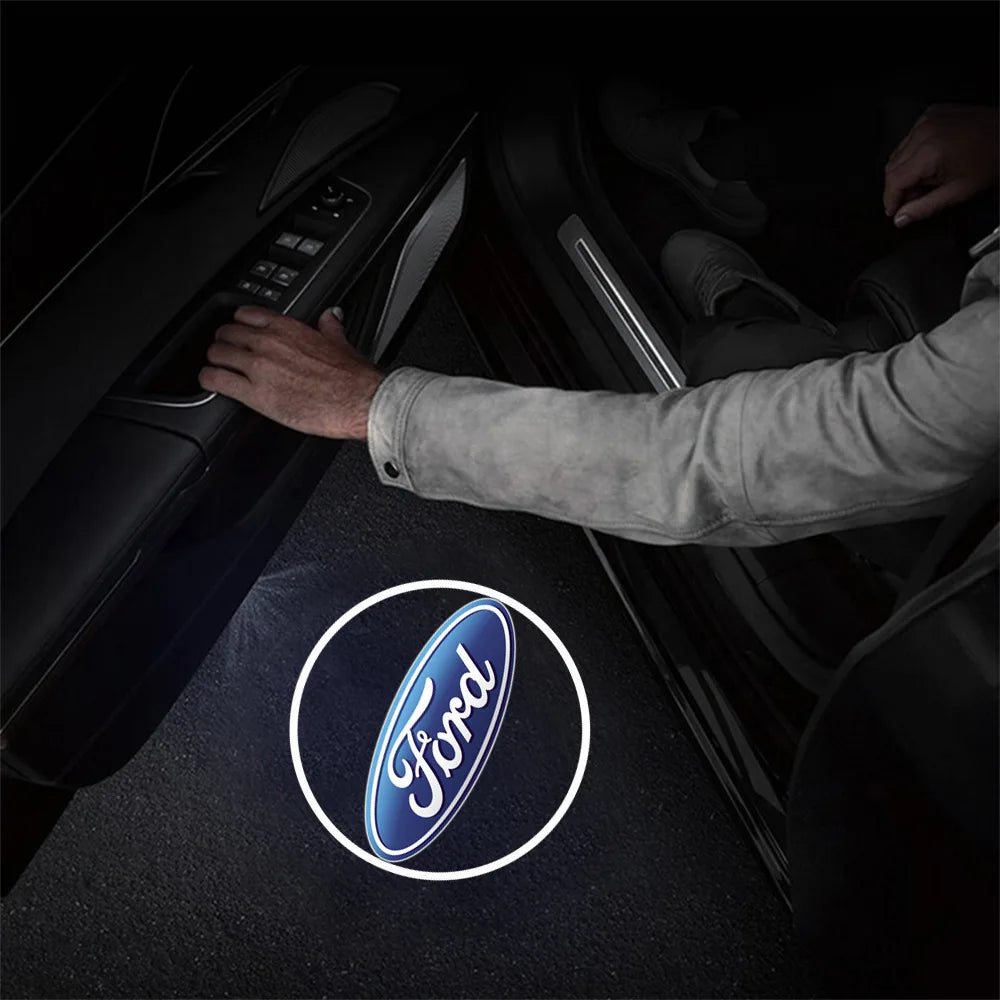 Car LED Door Projector Lamps Laser HD Welcome Courtesy Lights For Ford Kuga Focus Mondeo MK1 2 4 MK3 Fiesta ST RS Mustang Taurus