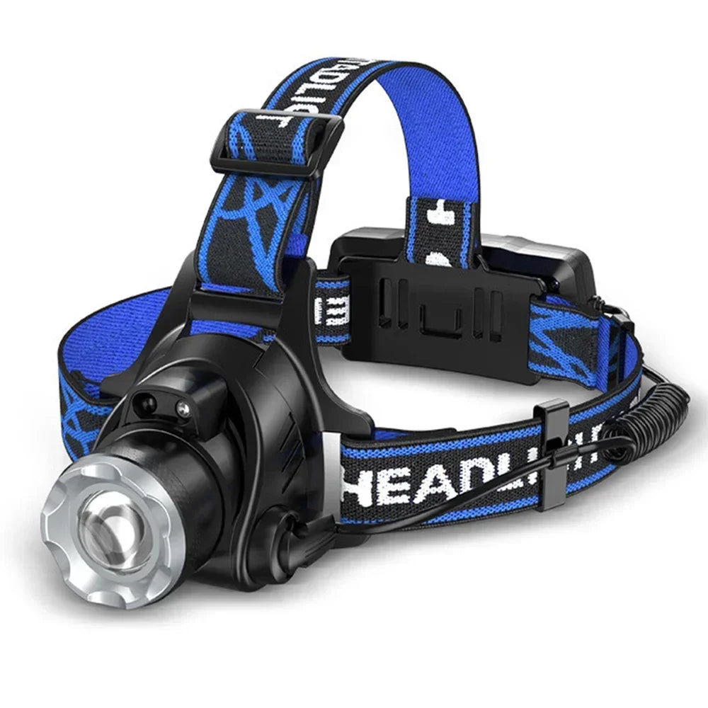 High Power LED Headlamp Fishing Headlight 3 Modes Zoomable W