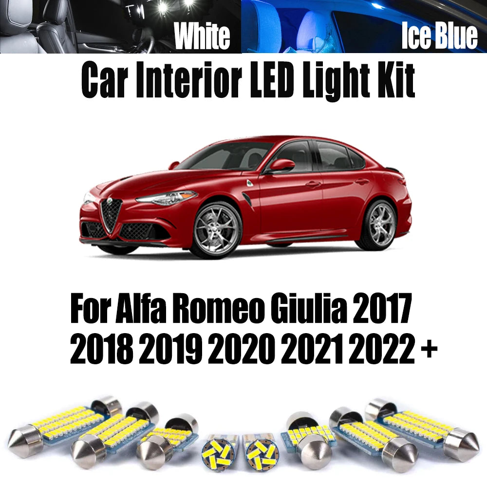 Canbus No Error For Alfa Romeo Giulia 2017 2018 2019 2020 2021 2022 + LED Interior Door Trunk Glove