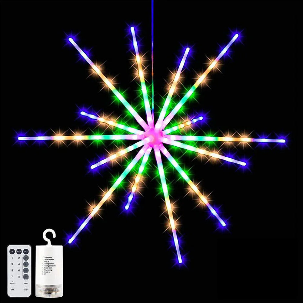 2023 New Years LED Fireworks String Lights Meteor Lamp Battery Powered for Wedding Christmas Party Indoor Outdoor Decoration