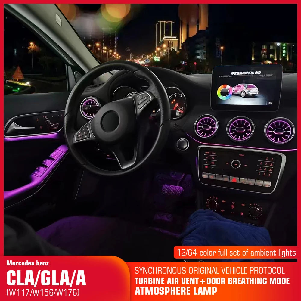 Led 12/64 Colours Ambient Lights For Mercedes-Benz A/CLA W17