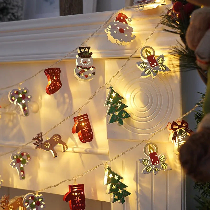 Christmas Deer Snowflake LED String Lights Battery Powered F