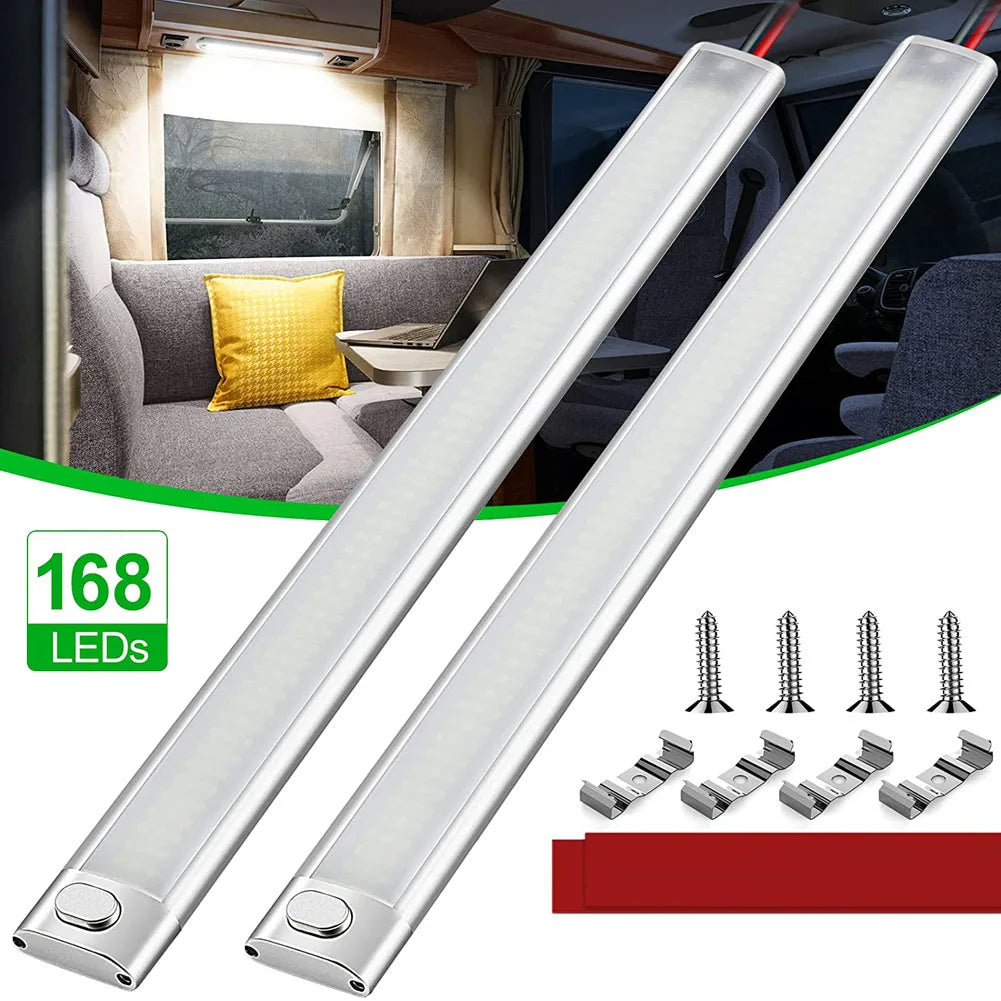 2pcs 12v Led Strip Light With On-Off Switch Rv Interior Ligh