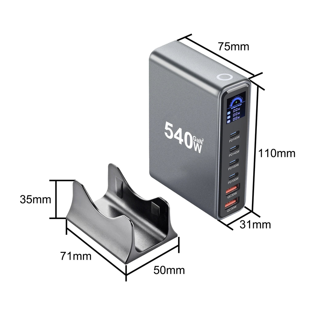 New 540W Desktop GaN Charging Station with Display Multi-por