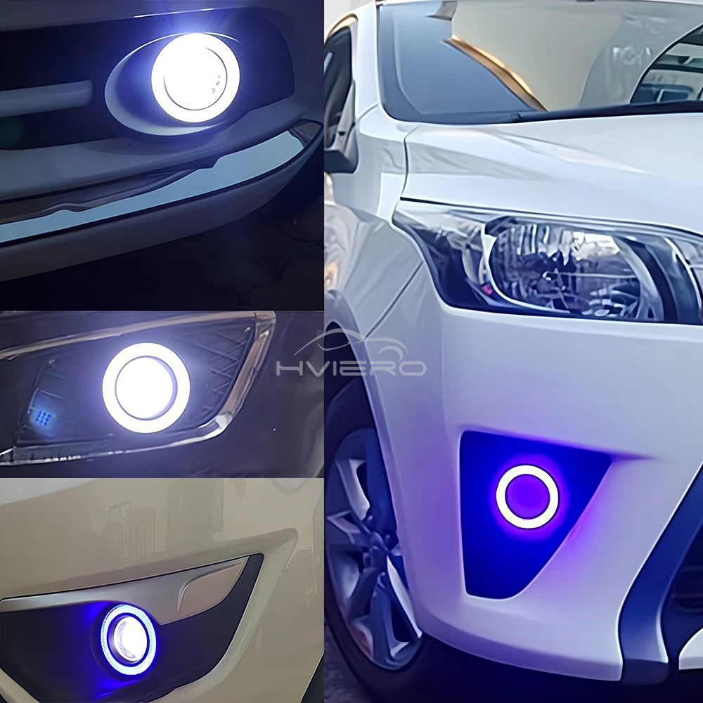 2Pcs Auto 30W Driving DRL Fog Lights COB Angel Eye 64/76/89m
