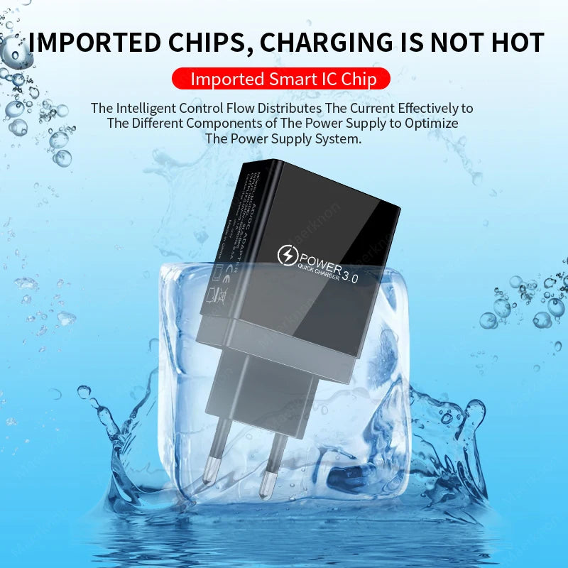 USB Fast Charger 3 Port With LED Display Phone Adapter For i