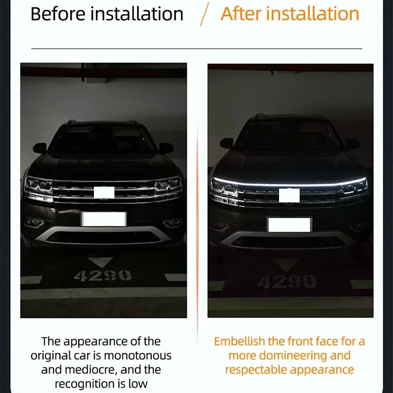 120cm LED Daytime Running Light Scan Starting Car Hood Decor