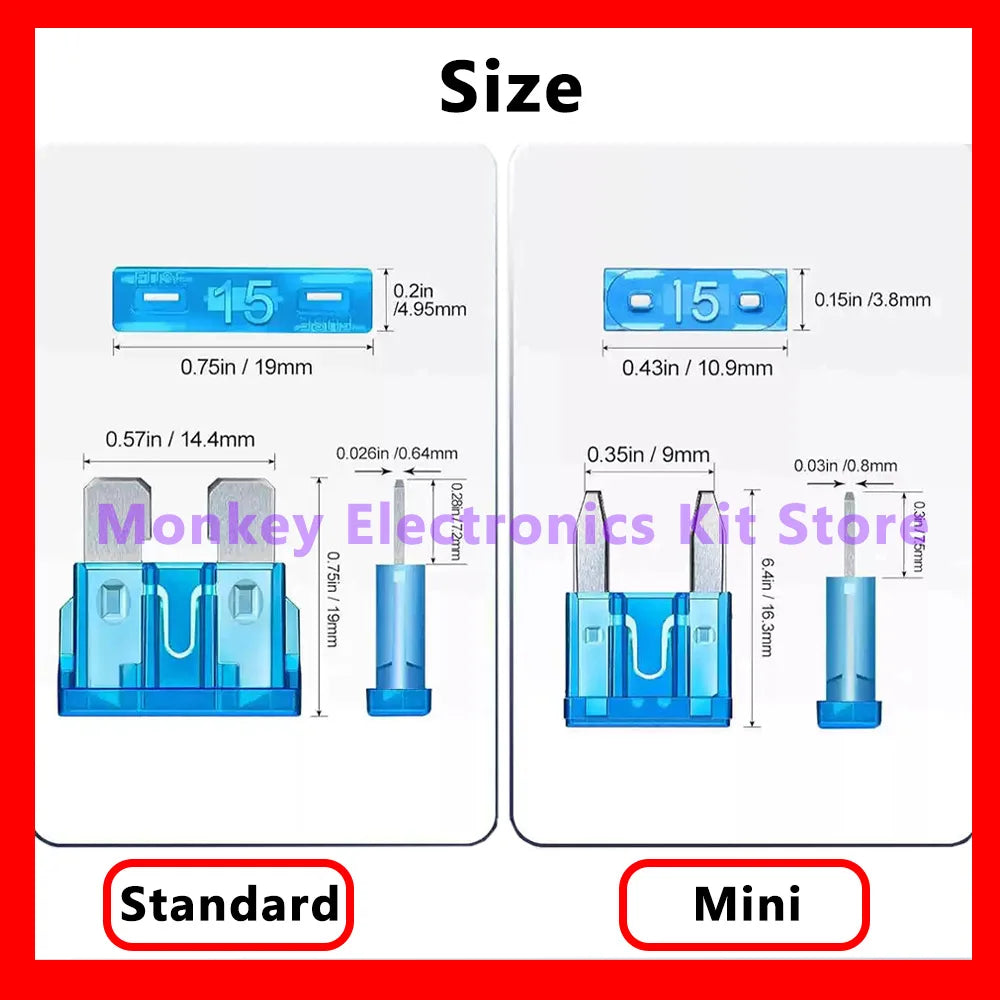 1 Set 180Pcs Car Fuses Assorted Kit 60 Mini Blade Car Fuse +