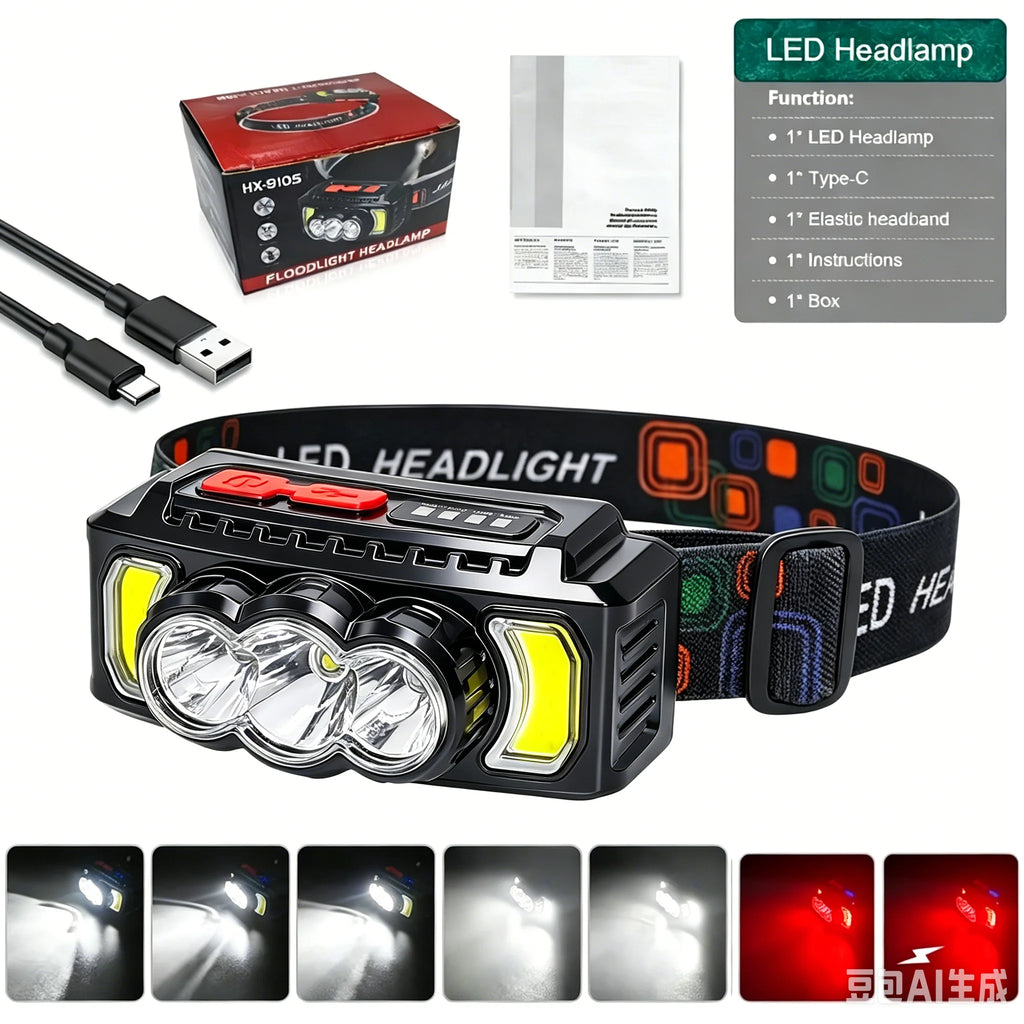Super Bright LED Induction Headlamp USB Rechargeable Flashlight Headlight Waterproof Head Light For Outdoor Camping Fishing