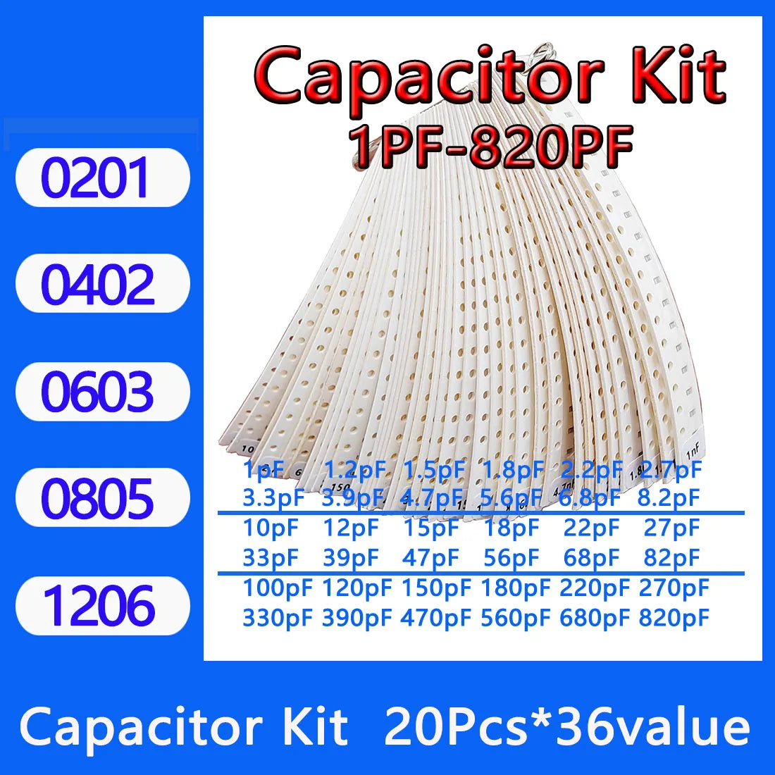 Capacitor Kit 0201 0402 0603 0805 1206 SMD Capacity Package 