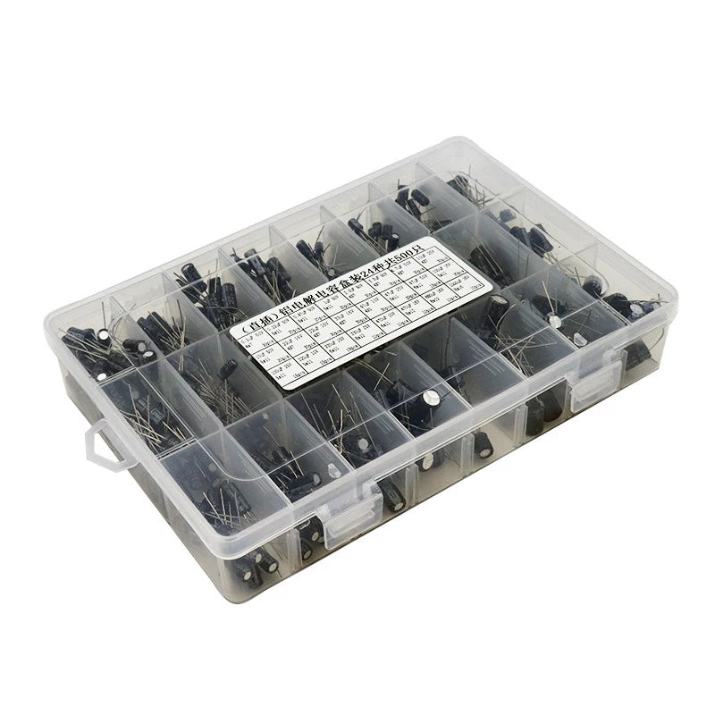 500Pcs/lot 0.1UF-1000UF 24Values Aluminum Electrolytic Capac