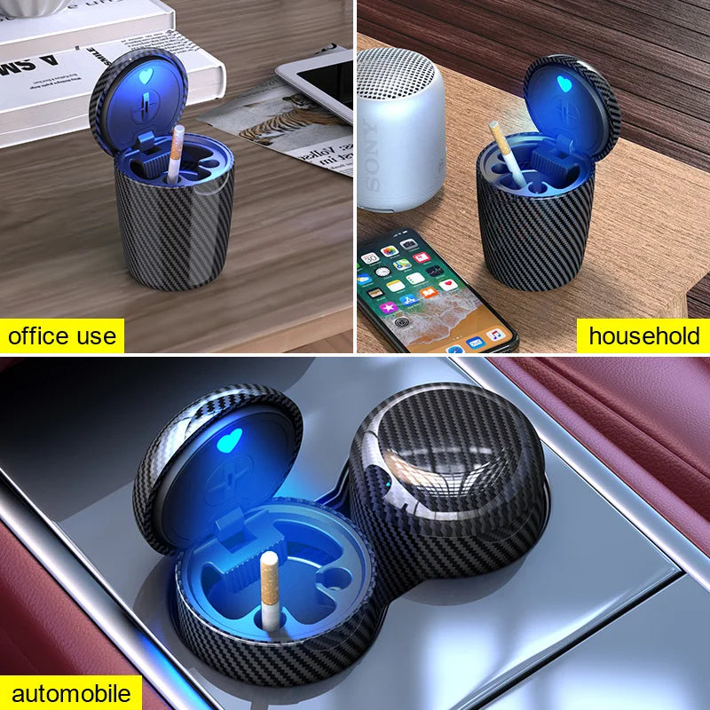 Car Ashtray Universal One Click Open Lid Personalized LED Am