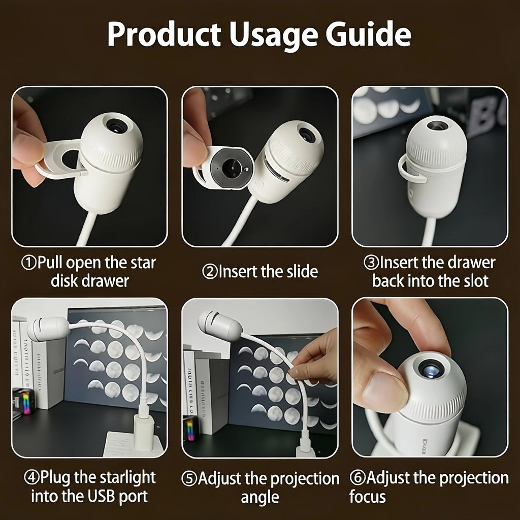 Galaxy Star Projector 2-in-1 Portable Lamp with 12 Slides 36