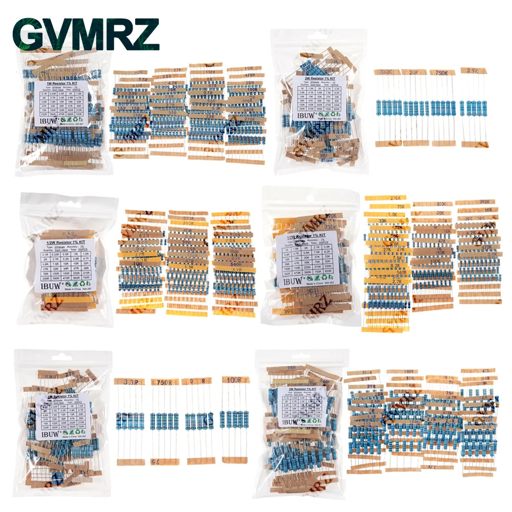 1/4W 1/2W 1W 2W 3W Resistance Set 1% Metal Film Resistor Ass