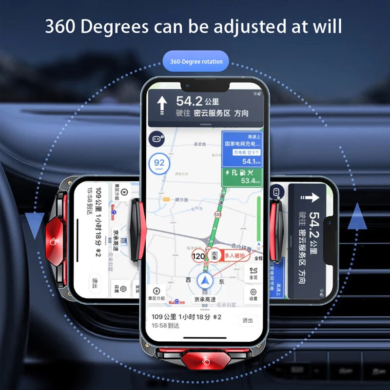 15W Universal Car Wireless Charger Holder Auto-Sensing Ambie