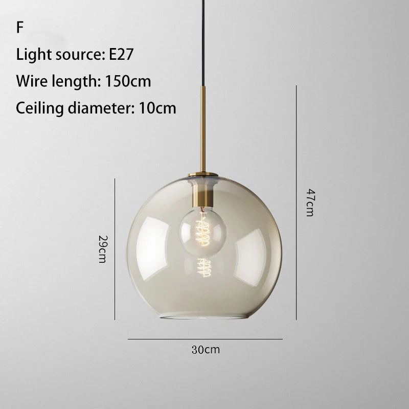 Nordic LED High quality glass pendant light Gold coloured head Various shapes of glassBedroom Living Room Restaurant Corridor