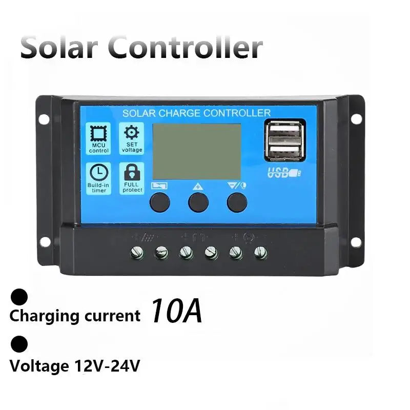 100A Solar Charge Controller 12V 24V Solar Panel Regulator Adjustable LCD Display Dual USB Port Timer Setting PWM Auto Parameter