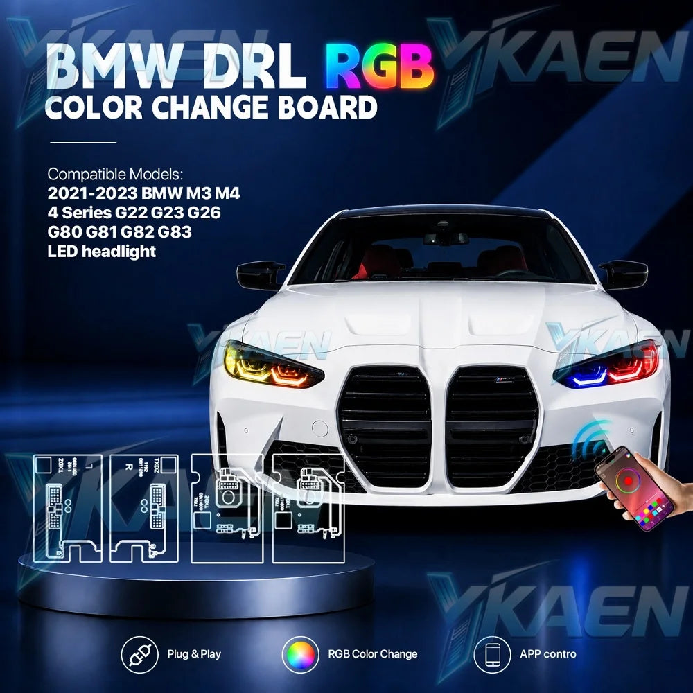 DRL LED Boards For 2021-2024 BMW M3 M4 G22 G23 G26 G80 G82 G83 Headlight Daytime Running Lights RGB