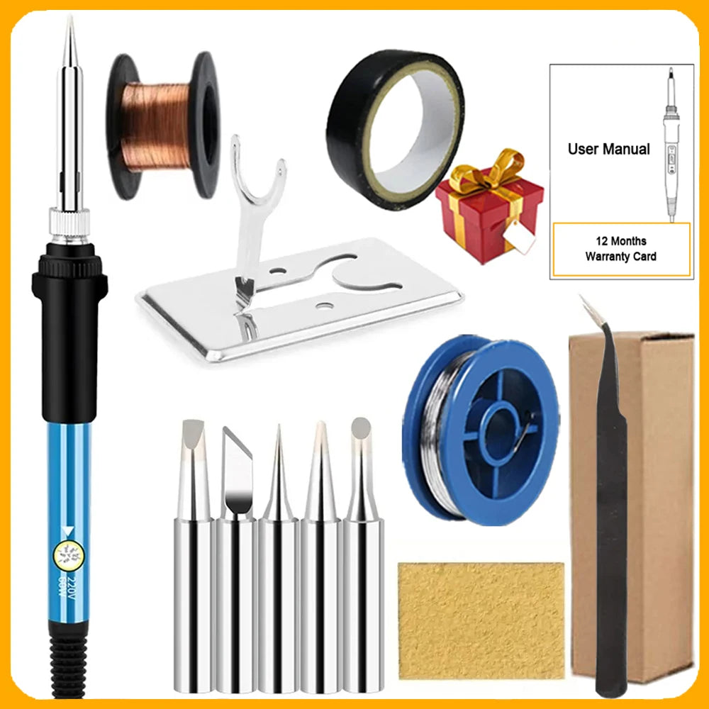 2026 Electric Soldering Iron Kits (SKU 10-IN-1)(16-IN-1)(20-IN-1) 60W Adjustable Temperature Replaceable Soldering Iron Welding