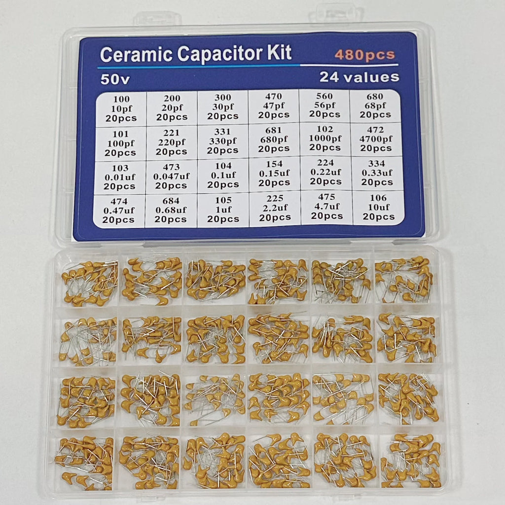 300pcs/480pcs Ceramic Capacitor Assortment Kit For Guitar Ca