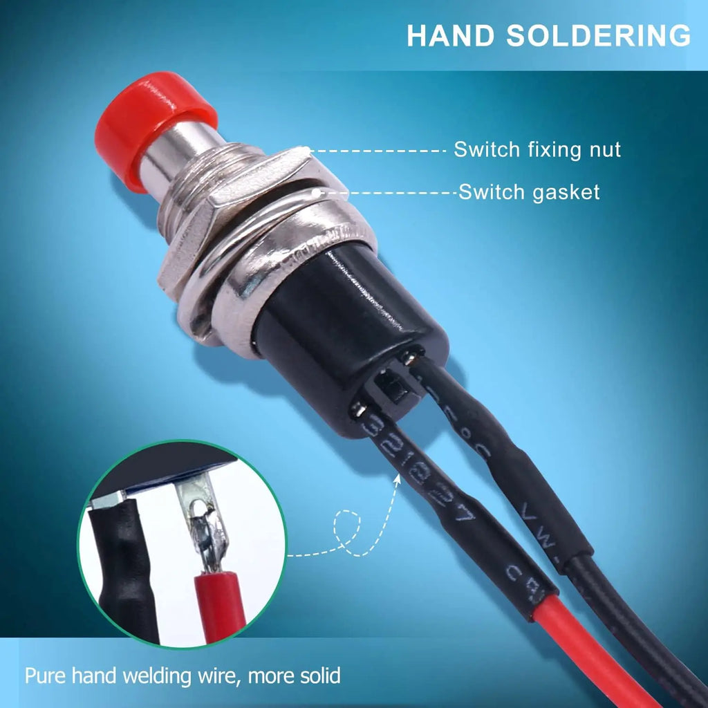 12PCS 12V 250V Momentary Push Button Switch 2 Pins SPST 7mm 