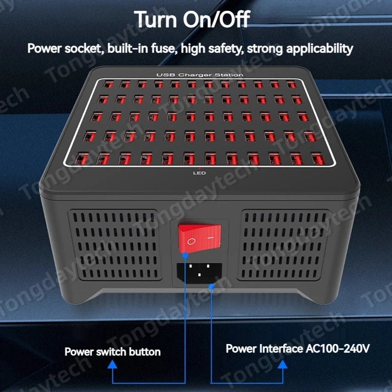 300W Universal Multi USB Charger Station 60 Ports Fast Charg