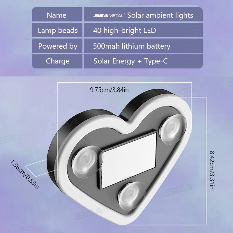 SEAMETAL Universal Car Solar Heart-shaped Light Car Window L