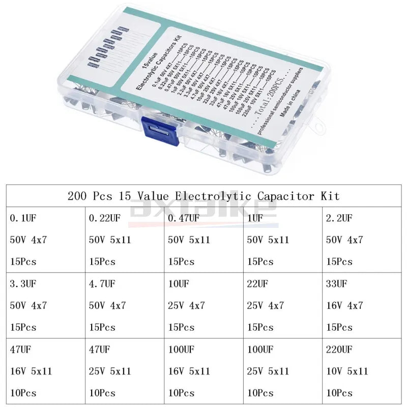 120/200/500Pcs 16V 25V 50V 0.1uF - 1000uF Aluminum Electroly