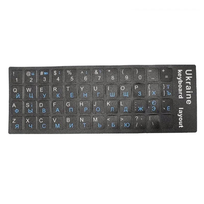Ukrainian Keyboard Stickers Durable Alphabet Black Background for PC Laptop Computer Keyboard Replacement Accessory