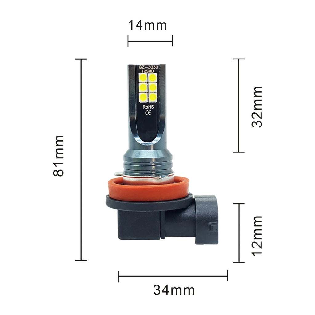 2Pcs H11 H8 H4 H7 H1 H16 H3 H10 9005 HB3 9006 HB4 LED Car Fo