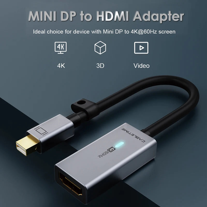 CABLETIME Mini DisplayPort to HDMI Adapter 4K 60HZ Mini DP t
