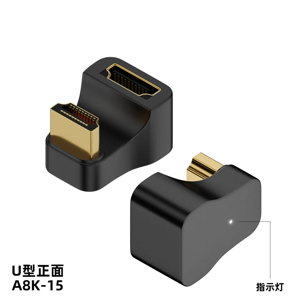 360 Degree Angled U-shaped L Converter Mini HDMI Male to HDMI-compatible 2.1V Female Extension 4K 5K 3D UHD 8K 60Hz Adapter