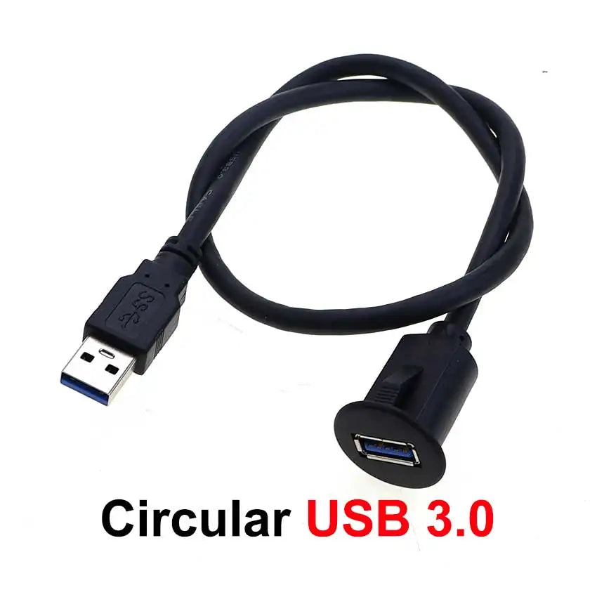 0.3/1m USB 2.0 3.0 Male to Female AUX Flush Panel Mount Exte