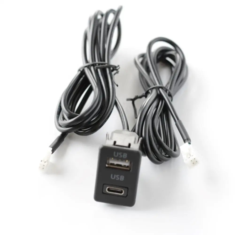 Car Dash Mount USB+TYPE-C Port Panel Interface Extension 145cm Cable Adapter Car Dashboard Vehicle Navigation USB Socket