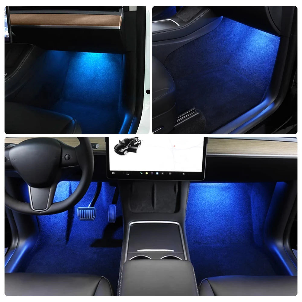 2PCS / 4PCS LED Footwell Light 18 Modes For Tesla Model 3 Mo